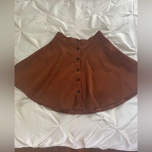 Corduroy Button Up Pleated Skirt